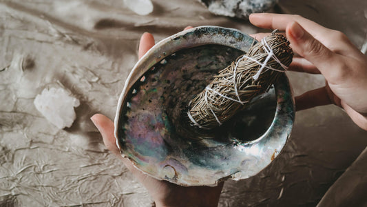 Juniper Smudge Stick on Abalone Shell