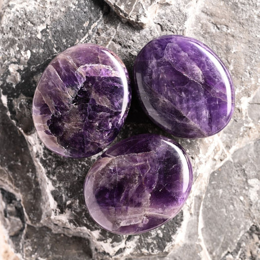 set of 3 Amethyst palm Stone