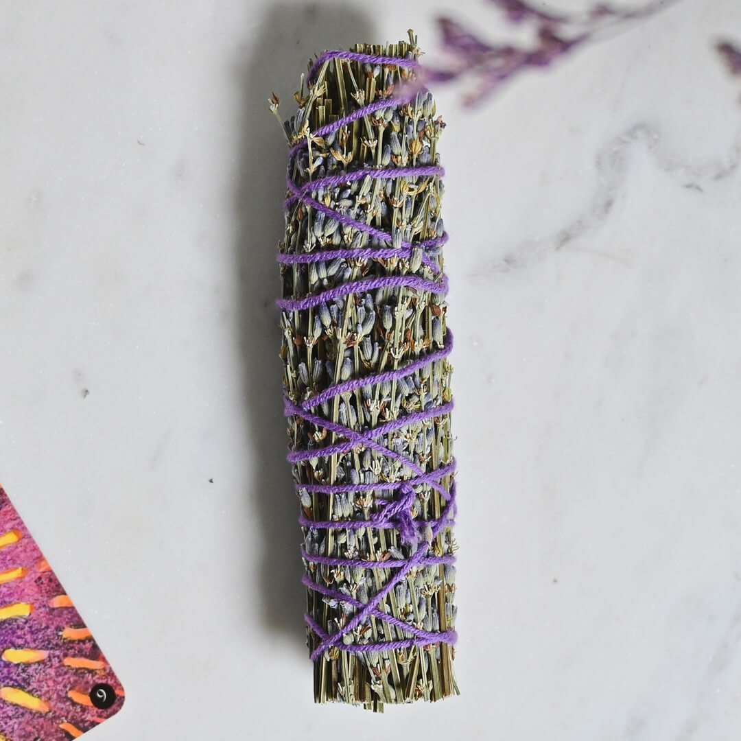 Lavender Smudge Stick tied with pure cotton thread