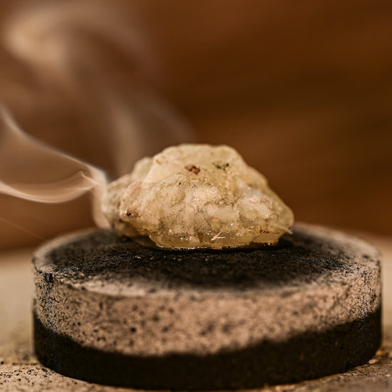 Macro melting shot of White copal