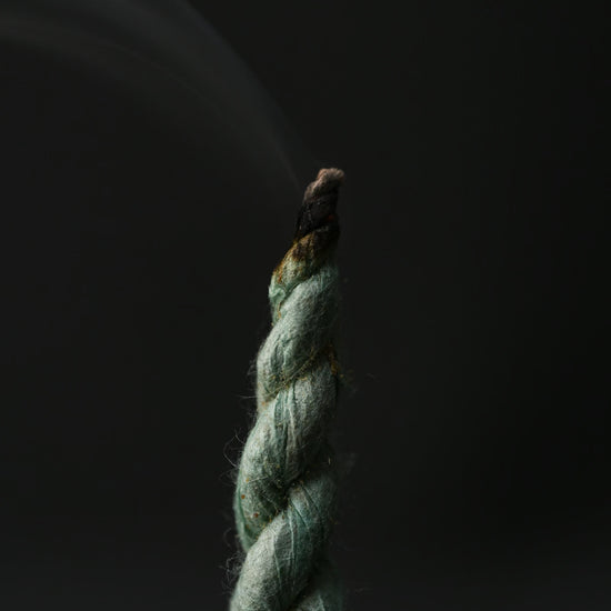 Macro shot of Devdar Lokta Rope Incense Tube