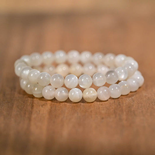 Moonstone bracelet on table