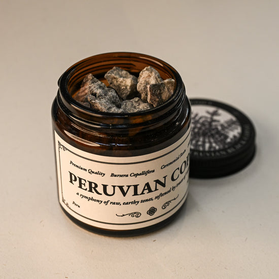 Opened jar of Peruvian Black Copal