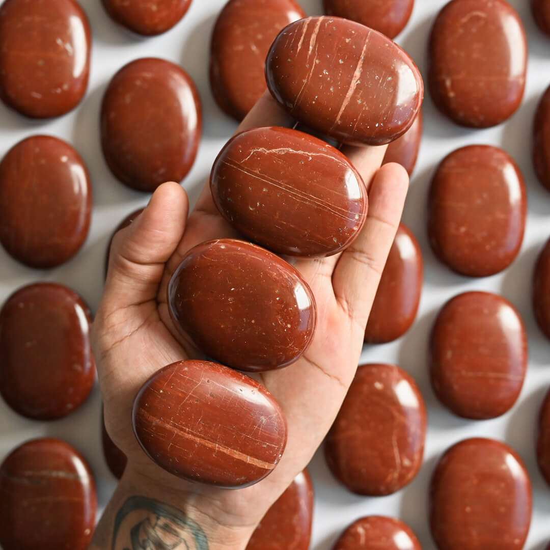 Red Jasper Palm Stones on hand