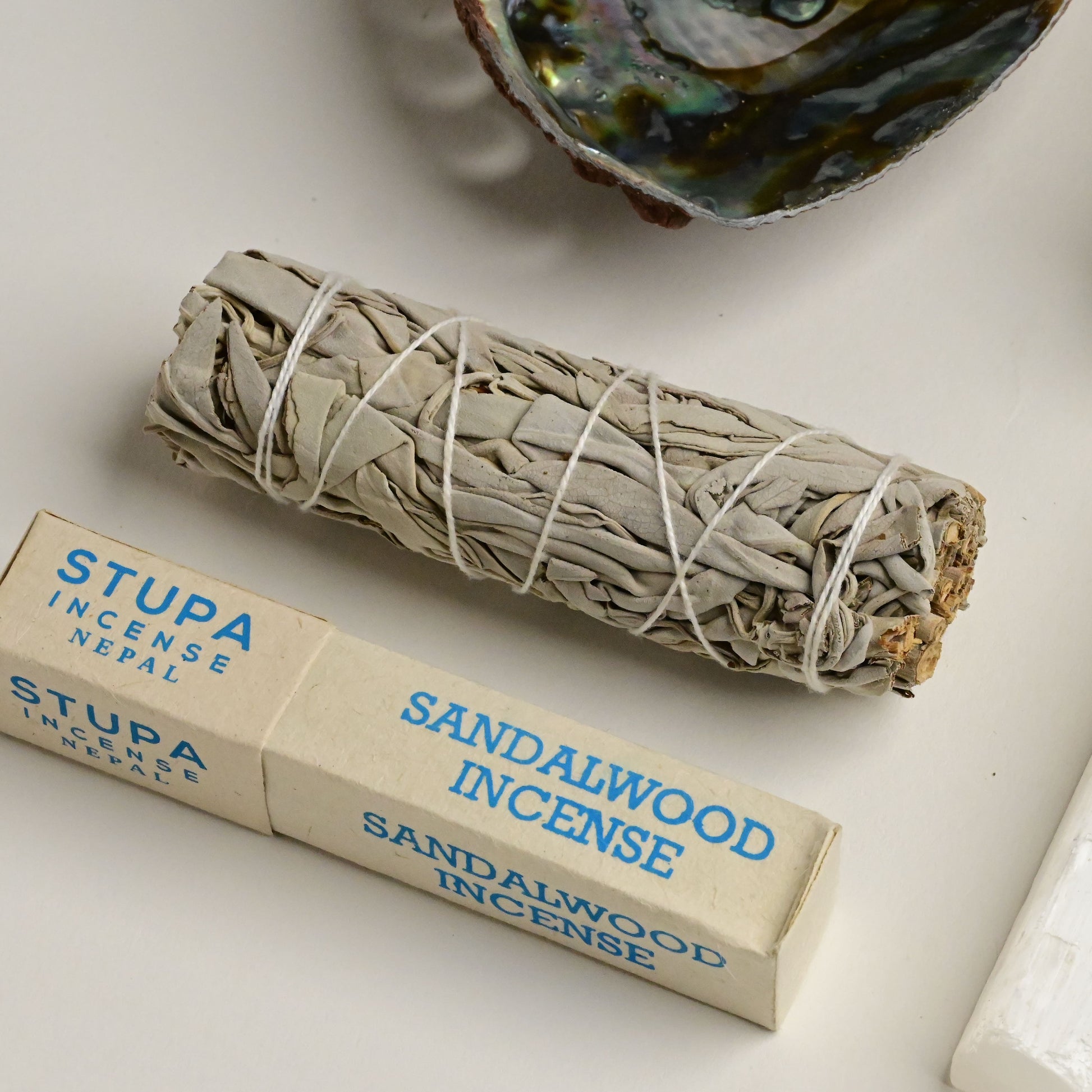 Sandalwood incense and white sage 