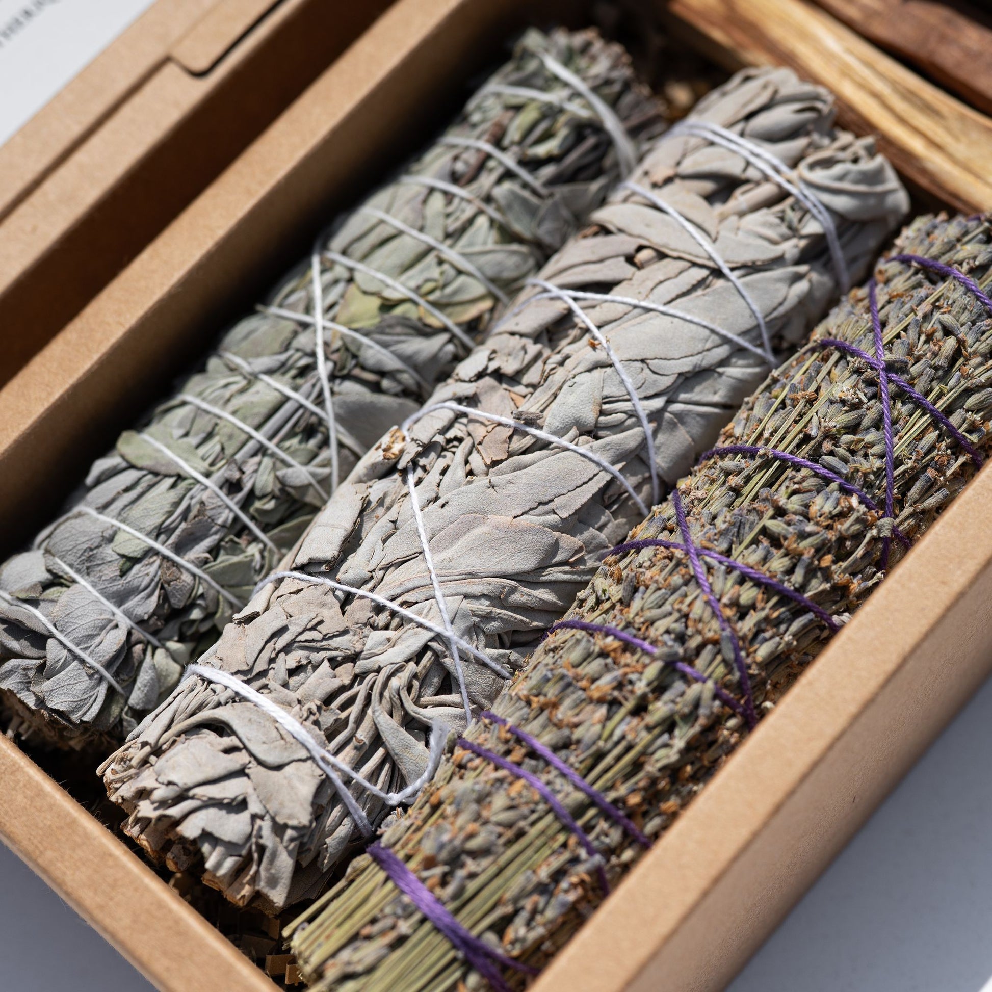 Lavender, white sage, blue sage