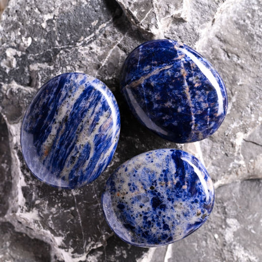 set of 3 sodalite palm stone