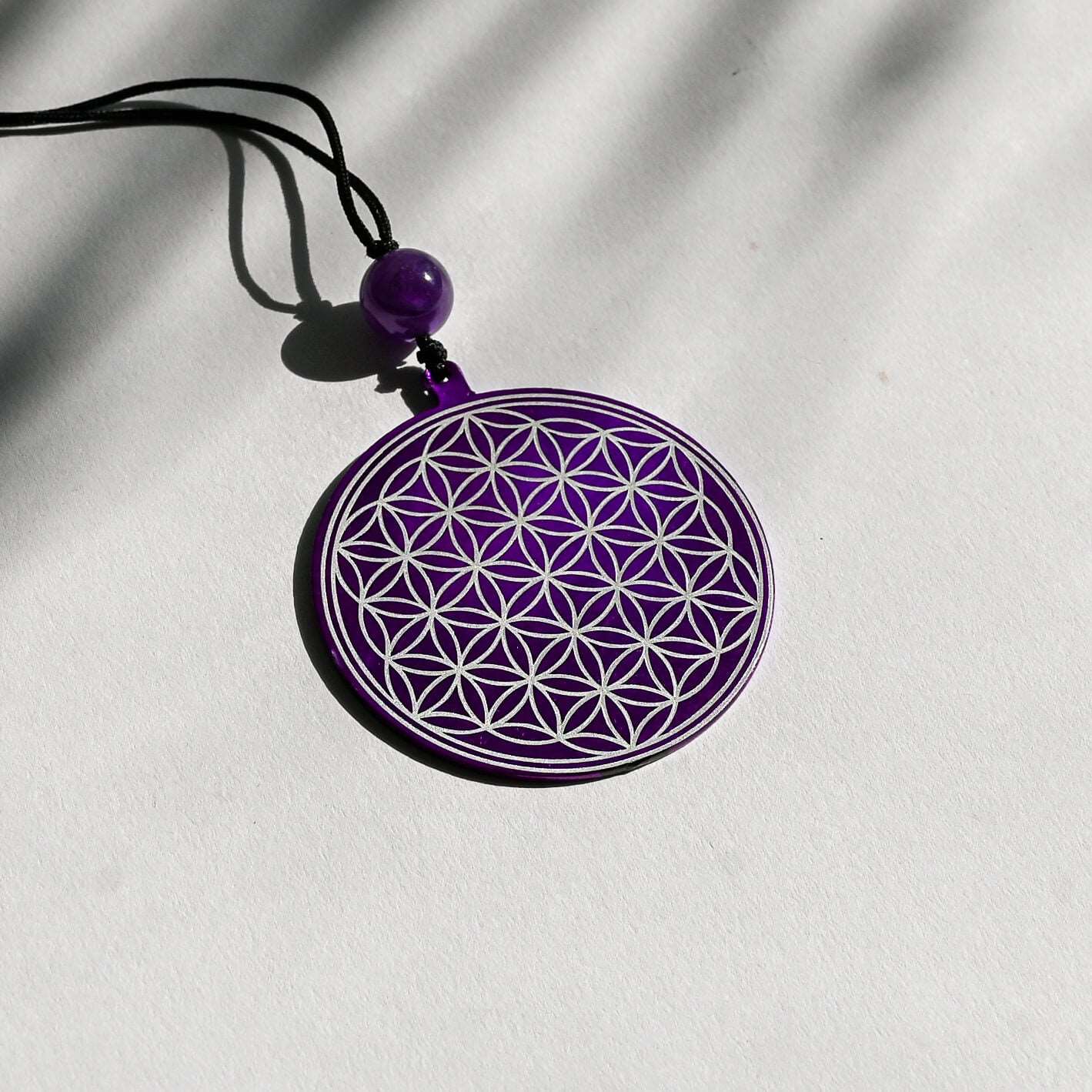 Tesla Purple Plate - Flower of Life Pendant